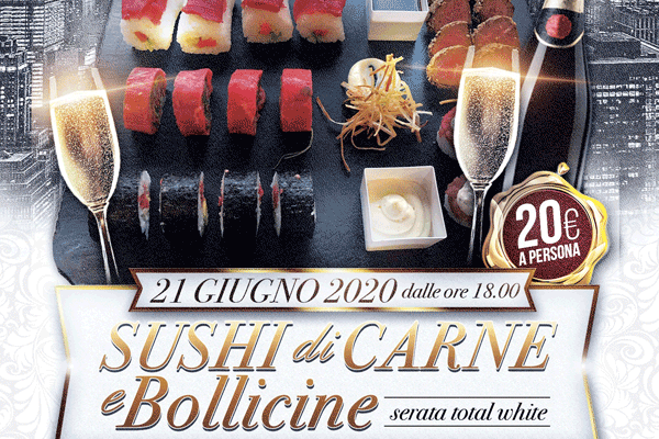 Serata Total White con sushi di carne e bollicine