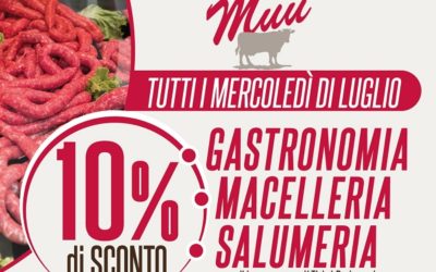 10% di sconto su macelleria, gastronomia e salumeria tutti i mercoledì di luglio