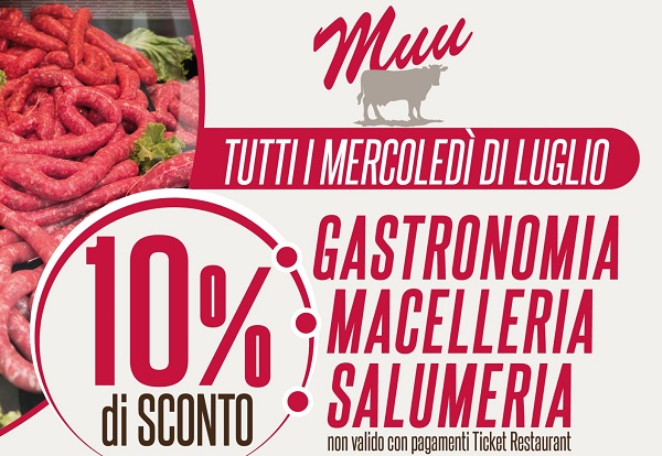 10% di sconto su macelleria, gastronomia e salumeria tutti i mercoledì di luglio