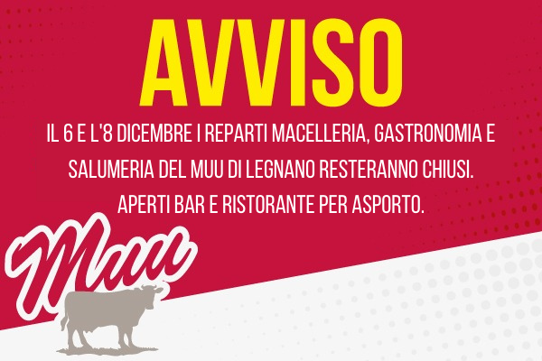 Chiusura reparti macelleria, gastronomia e salumeria a Legnano il 6 e l’8 dicembre