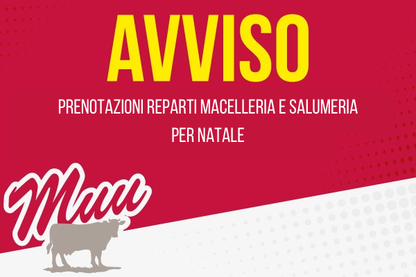 Prenotazioni reparti macelleria e salumeria per Natale